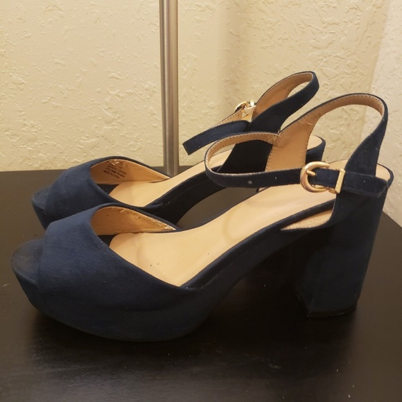 Bakers Shoes - Bakers Women's Stacked Heel Strappy Shoe Palmina Teal Sz 10